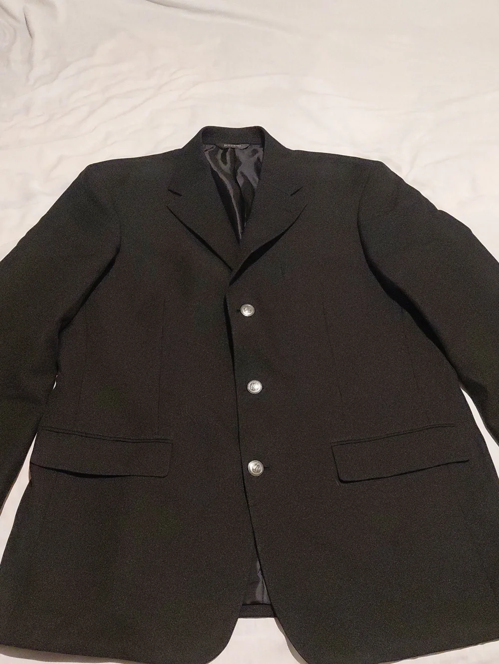 Bolzano Black Men's 3 Button Suit Jacket with Silver Buttons